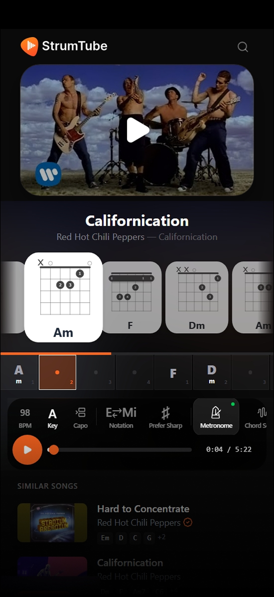StrumTube app